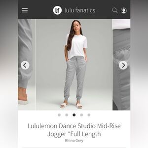 LULULEMON rhino grey dance studio joggers full length size 6